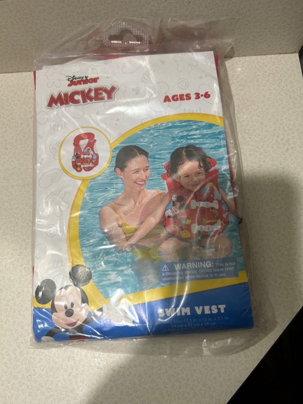 Disney Mickey Kids Swim Vest - Red with Yellow Accents
